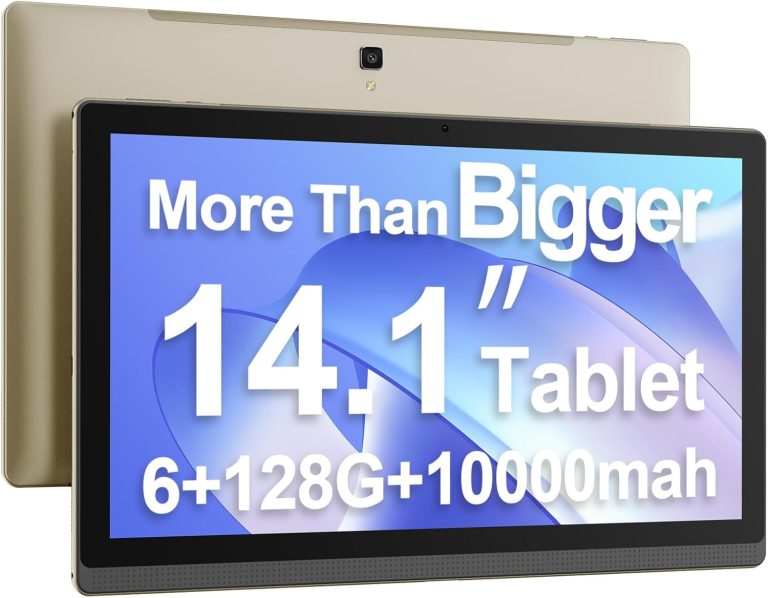 14.1 Inch Large Tablet, Android 13 Computer Tablets, 1920 * 1080 IPS HD Display, WiFi5, Large Screen Tablet 2025, 6GB+128GB+1TB SD Card Expand, 10000mAh Battery for Work/Study