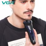 ⁦VGR V-306 Premium Cordless Rechargeable IPX7 Fully Waterproof 3 Head Electric Shaver Wet & Dry Rotary Shavers with Pop-up Trimmer Super-Fast Charge 90 minutes Runtime with LED Digital Display - Blue⁩ - الصورة ⁦6⁩