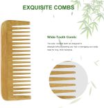⁦مشط خشبي واسع الاسنان - مشط شعر طبيعي بدون يد لفك تشابك الشعر بلطف والعناية اليومية بالشعر⁩ - الصورة ⁦2⁩