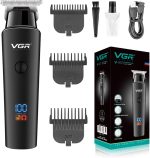 VGR V-937 Professional Rechargeable Hair Trimmer with USB Charging Cable, LED Display, Stainless Steel blades, 3 Guide Combs for Men, 2000 mAh Li-ion Battery (Black)