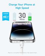⁦Anker USB C to Lightning Cable(3FT,White), MFi Certified for iPhone 14 Series, and More(Charger Not Included)⁩ - الصورة ⁦2⁩