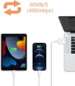 ⁦كيبل شحن سريع لايفون بطول 3 قدم، [معتمد من ابل] كيبل USB C الى لايتنينج يدعم منفذ نوع C للشحن السريع 3 قدم لايفون 14 برو/14/13 برو/12 برو ماكس/12 ميني/11 برو/XS/XR/ايباد⁩ - الصورة ⁦5⁩
