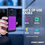 ⁦StickyGrippy Suction Phone Case Mount, Sillicon Adhesive Phone Accessory for iPhone and Android, Hands-Free Fidget Toy Mirror Shower Phone Holder, Tiktok Videos and Selfies (Black)⁩ - الصورة ⁦6⁩