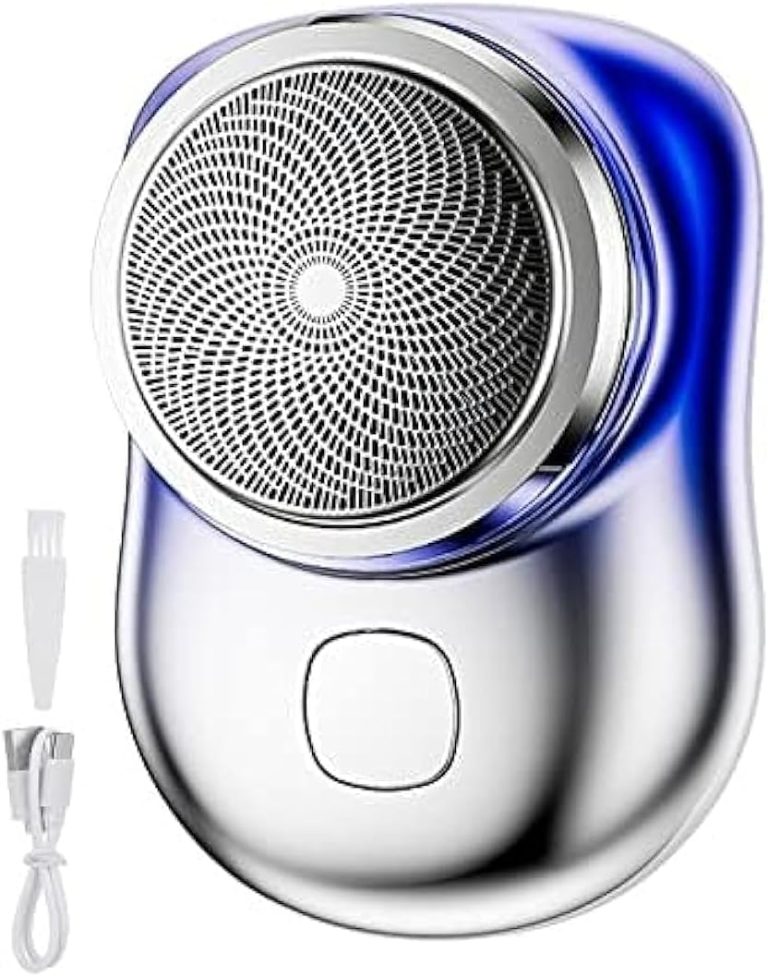 Electric Razor for Men, Pocket Size Portable Shaver, USB Rechargeable Shaver - Blue - B-1677