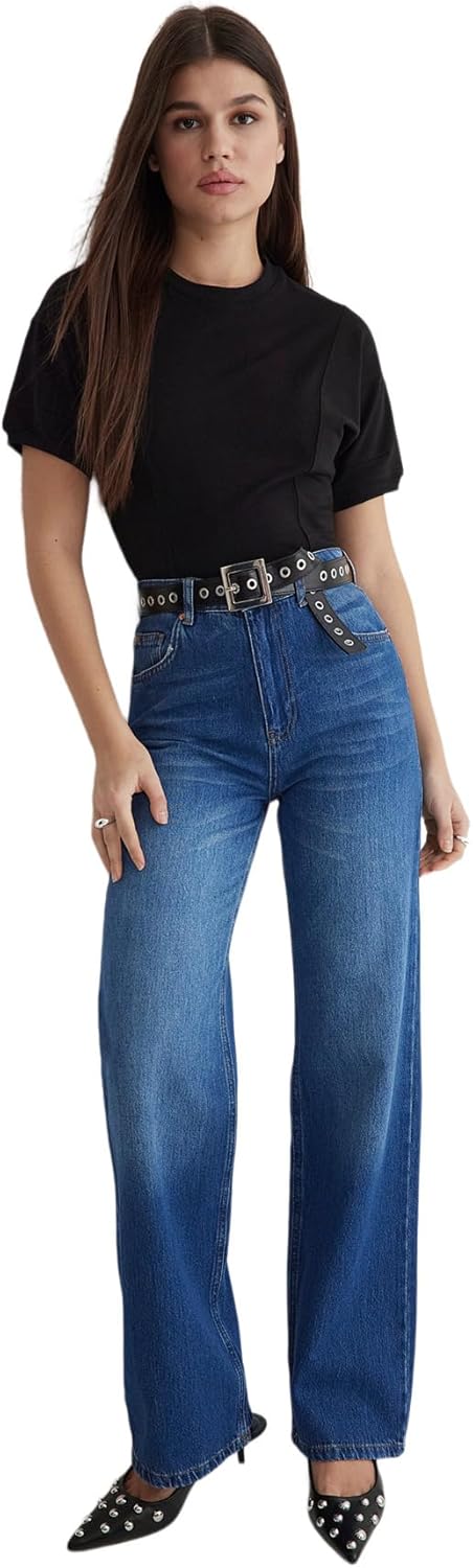 Trendyol Woman High Waist Wide Leg Jeans Twoss25Je00060 Jeans