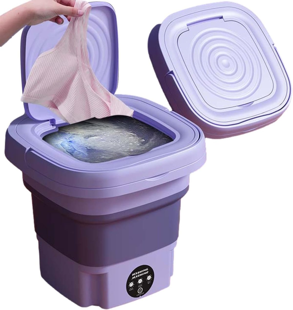 Portable Electric Washing Machine - Compact and Lightweight Perfect for Travel and Daily Use k (Mauve)