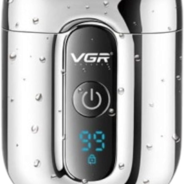 ماكينة حلاقة احترافية صغيرة للرجال v-342شفرات ثنائية دوارة مقاومة للماء IPX5 تعمل شحن وكهرباء وقت الشحن ساعة وقت تشغيل 60 دقيقة ماتور قوي أداء احترافي