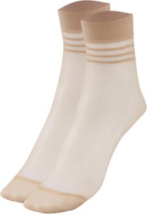 ⁦Charmaine Women Ankle-High Ultra Sheer Socks With Striped Cuffs⁩ - الصورة ⁦7⁩