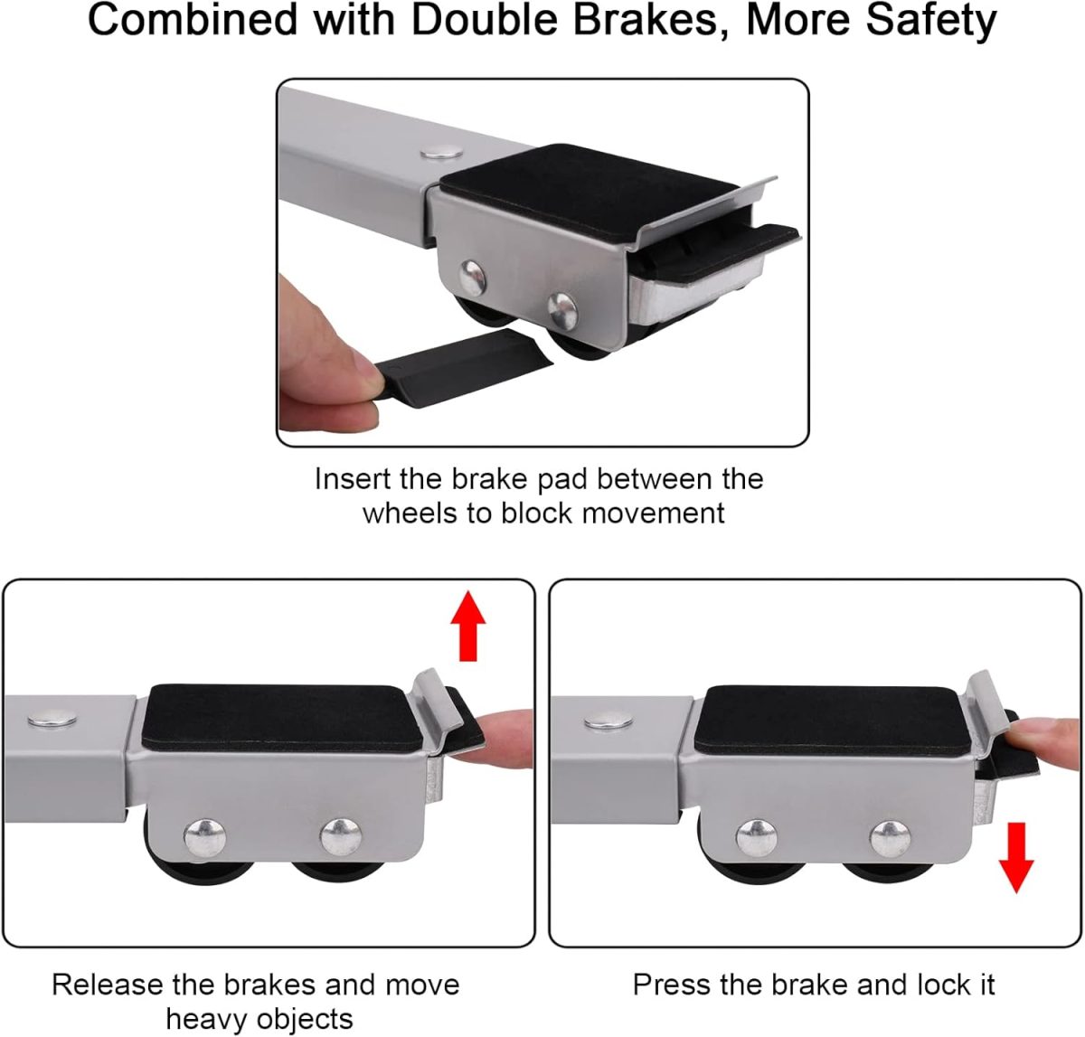 ⁦2Pcs Extendable Appliance Furniture Dolly Mobile Roller, Heavy Duty Adjustable Washing Machine Mobile Rolling Base, Metal Movable Bracket for Refrigerator Washing Machine Dryers Diswashers Base, Grey⁩ - الصورة ⁦4⁩