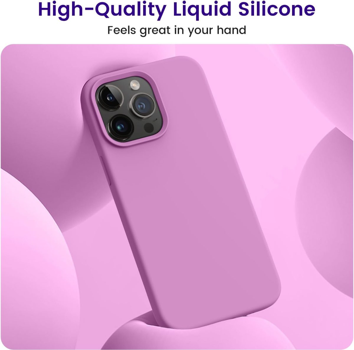 ⁦OTOFLY for iPhone 14 Pro Max Case Magnetic Silicone Shockproof Slim Thin Phone Case 6.7 inch (Lilac Purple)⁩ - الصورة ⁦4⁩