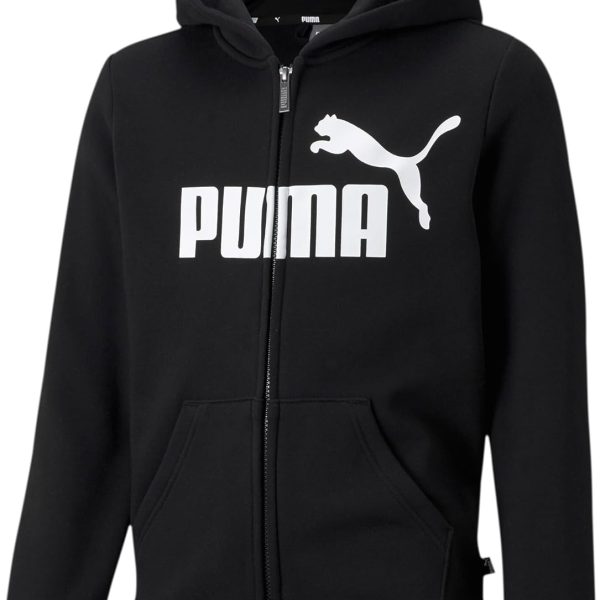 Puma Essentials Big Logo Full-Zipper Hoodie for Boys, Size 3 EU, Black