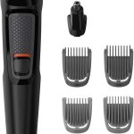 Philips Multigroom Series 3000 6 in 1 Face MG3710/15 - Shaver (Black, Rectangle, Stainless Steel, Beard, Ear, Eyebrow, Nose, 60 Min, Integrated)