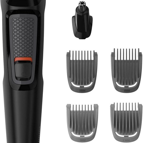 Philips Multigroom Series 3000 6 in 1 Face MG3710/15 - Shaver (Black, Rectangle, Stainless Steel, Beard, Ear, Eyebrow, Nose, 60 Min, Integrated)