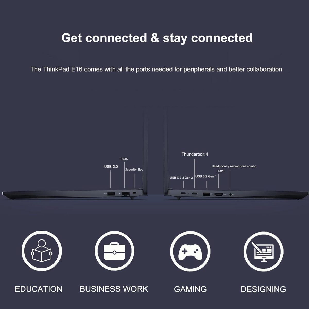 ⁦Lenovo ThinkPad E16 Business Laptop (16" FHD+ Anti-Glare, Intel 10-Core i7-1355U, 40GB RAM, 1TB SSD), Backlit, Fingerprint, 1080p Webcam w/Shutter, Thunderbolt 4, Ethernet, Win 11 Pro w/ AI Copilot⁩ - الصورة ⁦6⁩