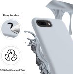 ⁦Dl3 Mobilak Compatible with iPhone 7 Plus/iphone 8 Plus Case, Liquid Silicone Case, Full Body Protective Cover, Shockproof, Slim Phone Case, Anti-Scratch Soft Microfiber Lining (Blue Grey)⁩ - الصورة ⁦2⁩