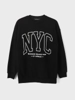 ⁦LC WAIKIKI Crew Neck Printed Oversize Women's Thick Sweatshirt⁩ - الصورة ⁦2⁩