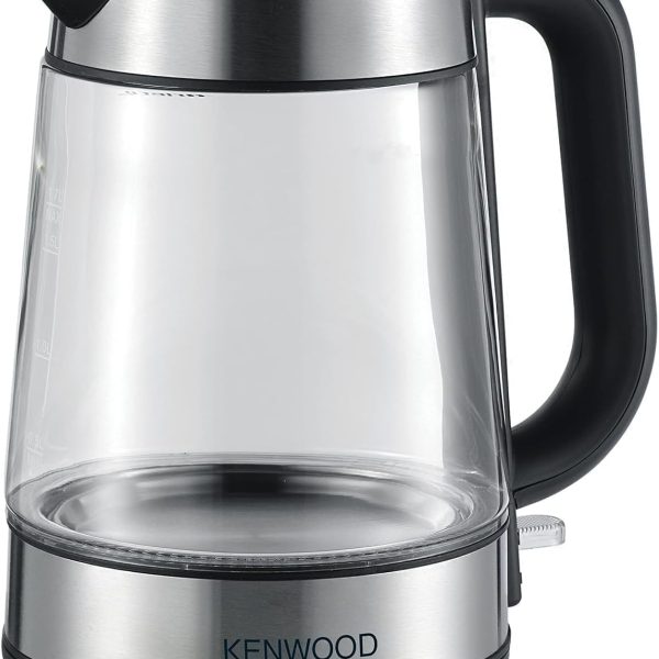 KENWOOD Glass Kettle 1.7L Cordless Electric Kettle 2200W with Auto Shut-Off & Removable Mesh Filter ZJG08.000CL Clear/Silver/Black - (International Warranty)