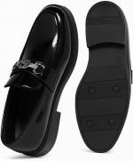⁦ROMBA - Men's Black Patent Leather Loafer Classic Design with Metal Charm, Formal and Casual Shoes⁩ - الصورة ⁦3⁩