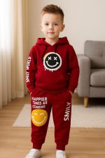 ⁦Miza Kids Set Of 2 Pieces (Hoodie + Pants) Smiley Printed For Boys 4-10 Years - Multi Color Available In Tring Colors⁩ - الصورة ⁦5⁩