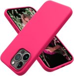 Dl3 Mobilak Compatible with iPhone 13 Pro Max (6.7 Inch) Case, Liquid Silicone Case, Full Body Protective Cover, Shockproof, Slim Phone Case, Anti-Scratch Soft Microfiber Lining (Neon Pink)