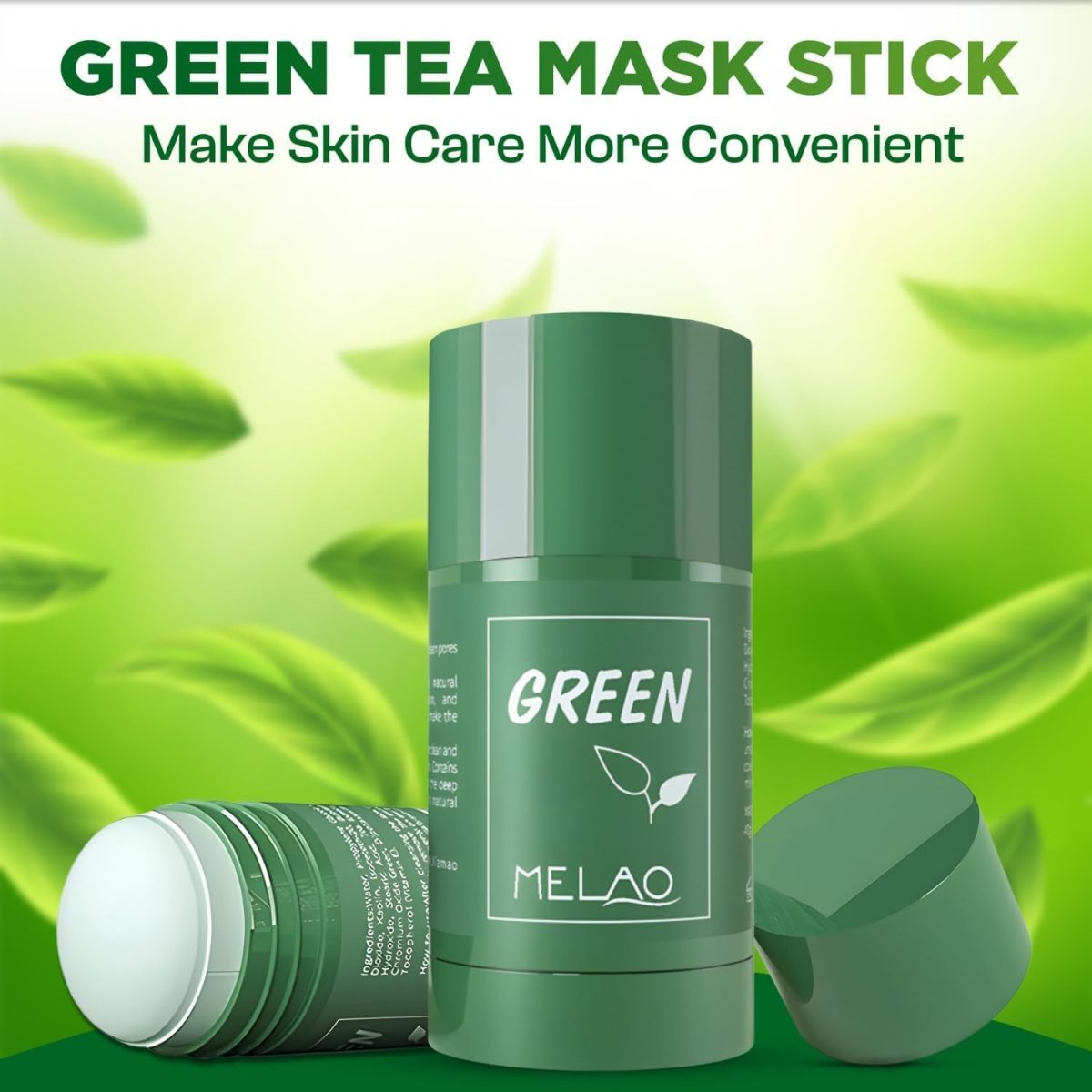⁦fashion mania Green Clay Mask Stick, Blackhead Remover for Face with Green Tea Extract, Deep Pore Cleansing, Moisturizing, Skin Brightening for All Skin Types and All Genders⁩ - الصورة ⁦5⁩