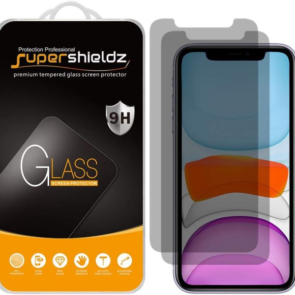 (2 Pack) Supershieldz Designed for Apple iPhone 11 and iPhone XR (6.1 inch) (Privacy) Anti Spy Tempered Glass Screen Protector, 0.33mm, Anti Scratch, Bubble Free