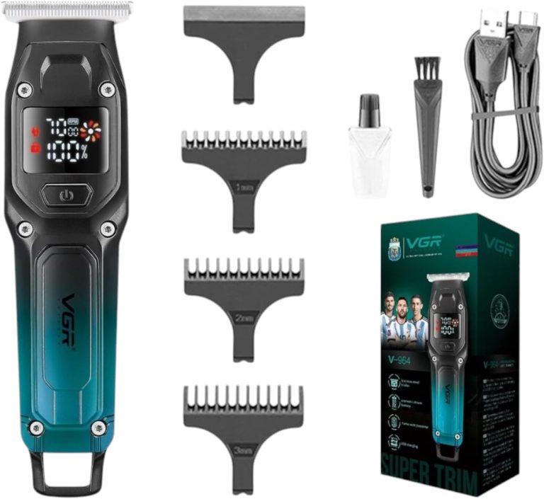 Hair & Beard Trimmer v-964 Stainless Steel Blades Motor Turbo 7000 RPM USB Charger 3 Shaving Combs Runtime 100 Minutes Charging Time 1.5 Hours Travel Size