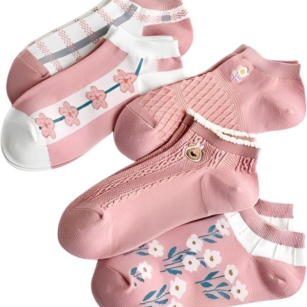 Women's Casual Ankle Socks Comfort Foot Socks 5 Pairs + 1 Gift Set, 6 Pairs Full, Size (34-42)