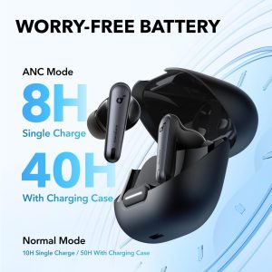 ⁦Anker soundcore Liberty 4 NC Wireless, 98.5% Noise Reduction, Adaptive Noise Cancelling to Ears 50H Battery, Wireless Charging, Bluetooth 5.3+ 18 Months Local Warranty - Black⁩ - الصورة ⁦8⁩
