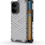 جراب متوافق مع شاومى Redmi 13C 4G ، - غطاء حماية مصقول مقاوم للصدمات مع حماية للكاميرا - غطاء واقي مضاد للخدش شديد التحمل و مقاوم للانزلاق - حواف سوداء خلفية شفافة خلية النحل