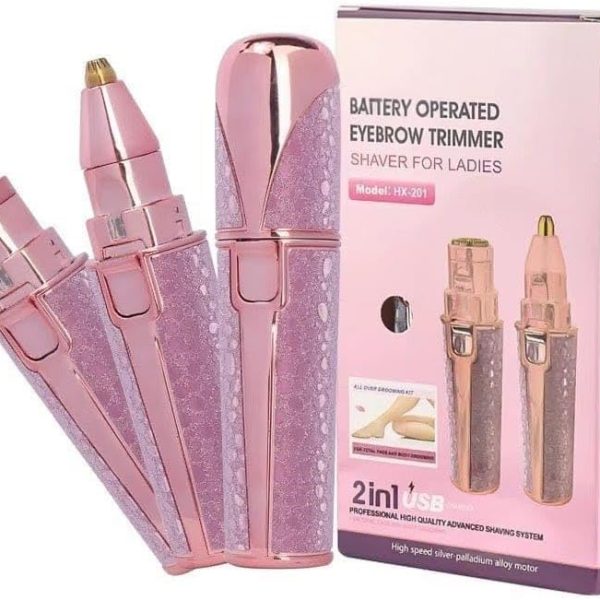 ماكينة تشذيب الحواجب وازالة شعر الوجه 2 في 1 قابلة لاعادة الشحن مثالية لازالة الشعر بدون الم HX-201