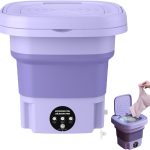 Roadtime Mini Portable Washing Machine, 8L Foldable With 3 Modes for Camping, Underwear, Lightweight Clothing, EU Plug (Purple)
