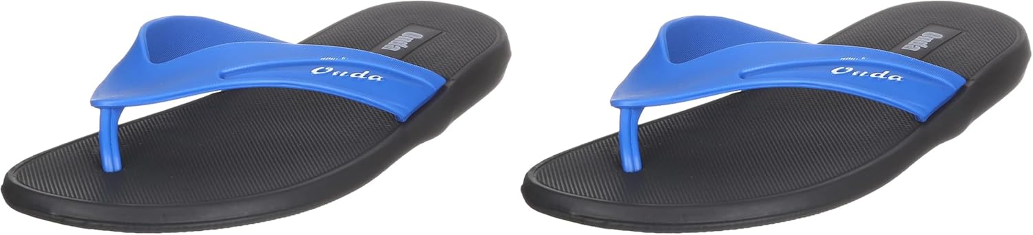 61JHTMhDLlL._AC_SL1500_.jpg شبشب فليب فلوب لونين بشعار امامي للرجال دافوس من اوندا - اسود وازرق، 42/43