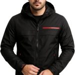 Miza Men's Winter Jacket Front Zipper Capishu Jacket with Red Details Youth and Men