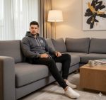 ⁦Men's Casual Sweatsuit Set, Pullover Hoodie with Jogging Pants, Comfortable Cotton⁩ - الصورة ⁦3⁩