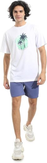 ⁦شورت كاجوال من القطن بأستك عند الخصر للرجال من أندورا⁩ - الصورة ⁦5⁩