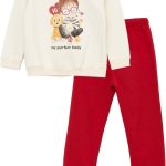 LC WAIKIKI Crew Neck Printed Baby Girl Sweatshirt and Pants