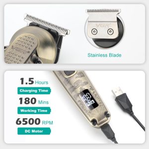 ⁦VGR 095 Beard Trimmer for Men, 7 in 1 Waterproof Cordless Hair Trimmer and Trimmer, Electric Shavers with T-Blade, Grooming Kit for Nose Body Ear Mustache⁩ - الصورة ⁦5⁩