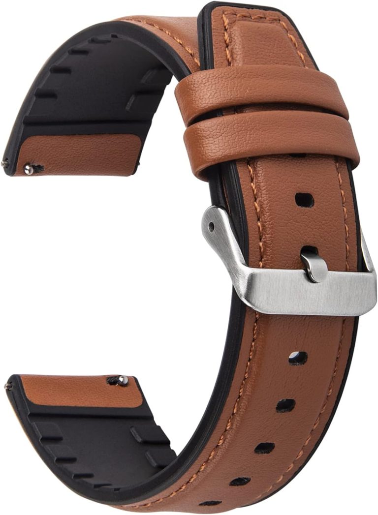 Fullmosa 20mm/22mm Watch Strap, Leather and Meex Smart Watch Strap Compatible with Amazfit/Huawei/Casio/Fossil, for Men and Women