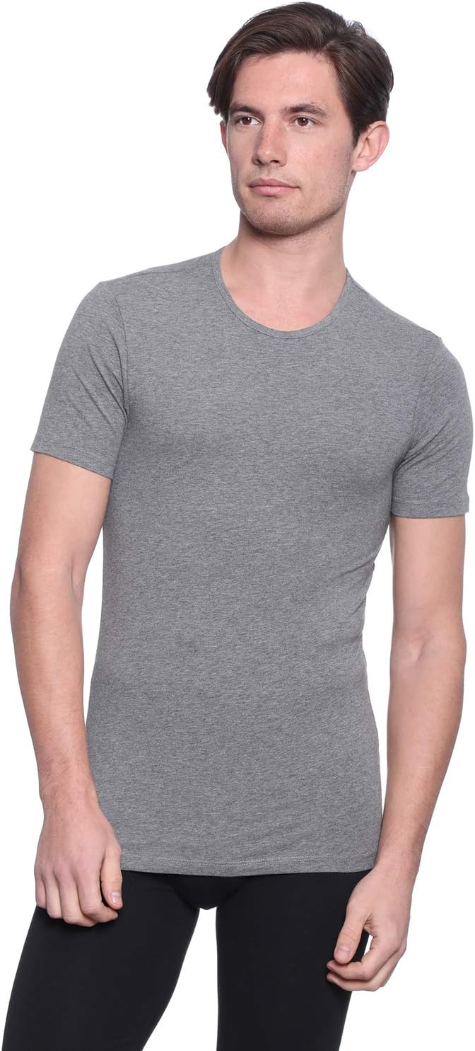 Dice round-neck short sleeve solid undershirt for men -dark grey, m