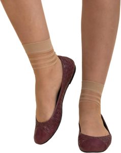 ⁦Charmaine Women Ankle-High Ultra Sheer Socks With Striped Cuffs⁩ - الصورة ⁦6⁩