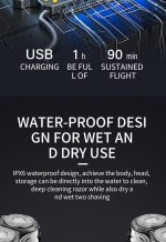 ⁦VGR V-318 Premium Cordless Rechargeable IPX6 Waterproof 3 Head Electric Shaver Wet & Dry Rotary Shavers for Men with Pop-up Trimmer Super with LED Digital Display⁩ - الصورة ⁦6⁩
