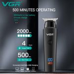 ⁦VGR V-937 Professional Rechargeable Hair Trimmer with USB Charging Cable, LED Display, Stainless Steel blades, 3 Guide Combs for Men, 2000 mAh Li-ion Battery (Black)⁩ - الصورة ⁦3⁩