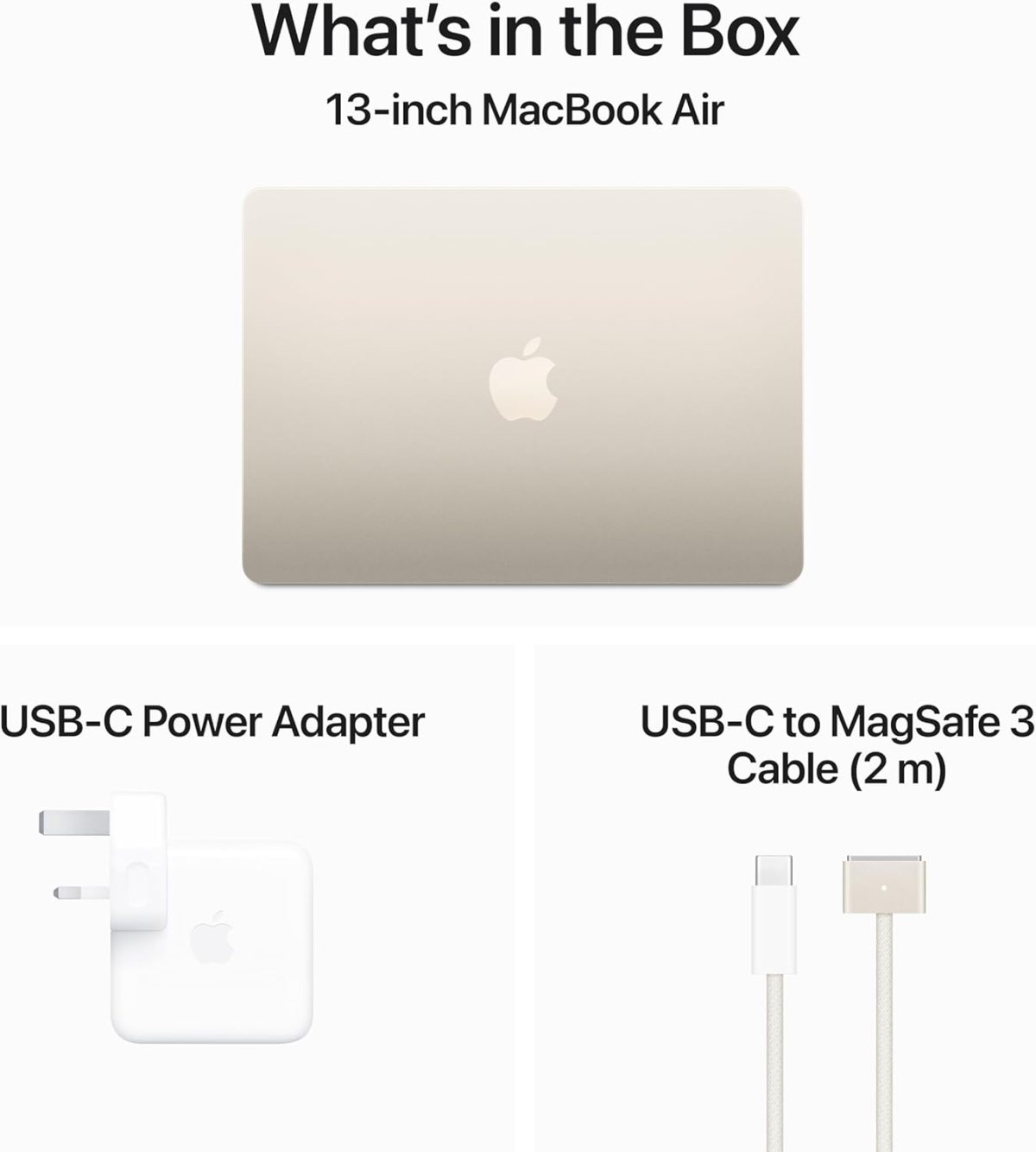 ⁦Apple 2024 MacBook Air (13-inch, Apple M3 chip with 8‑core CPU and 8‑core GPU, 8GB Unified Memory, 256GB) - Starlight⁩ - الصورة ⁦6⁩