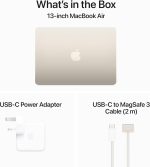 ⁦Apple 2024 MacBook Air (13-inch, Apple M3 chip with 8‑core CPU and 8‑core GPU, 8GB Unified Memory, 256GB) - Starlight⁩ - الصورة ⁦6⁩