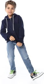 ⁦سويت شيرت سادة بغطاء للرأس وأكمام طويلة وجيوب جانبية للأولاد من اندورا⁩ - الصورة ⁦6⁩