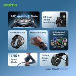 ⁦Oraimo OSW-820 Smart Watch 5R Premium Smartwatch Sleek and Robust for Active Lifestyles - Black⁩ - الصورة ⁦2⁩