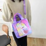 ⁦Abhay Plush Unicorn Tote Bag Backpack - School Girls Handbag for Travel and Cute Bookbag for Unicorn Party Supplies⁩ - الصورة ⁦4⁩