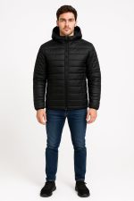Miza Men's Winter Quilted Front Zipper Hooded Bomb Jacket - الصورة 5