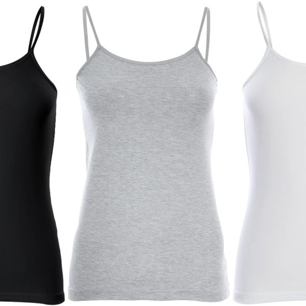 Cotton Stretch Spaghetti Tops - Set of 3